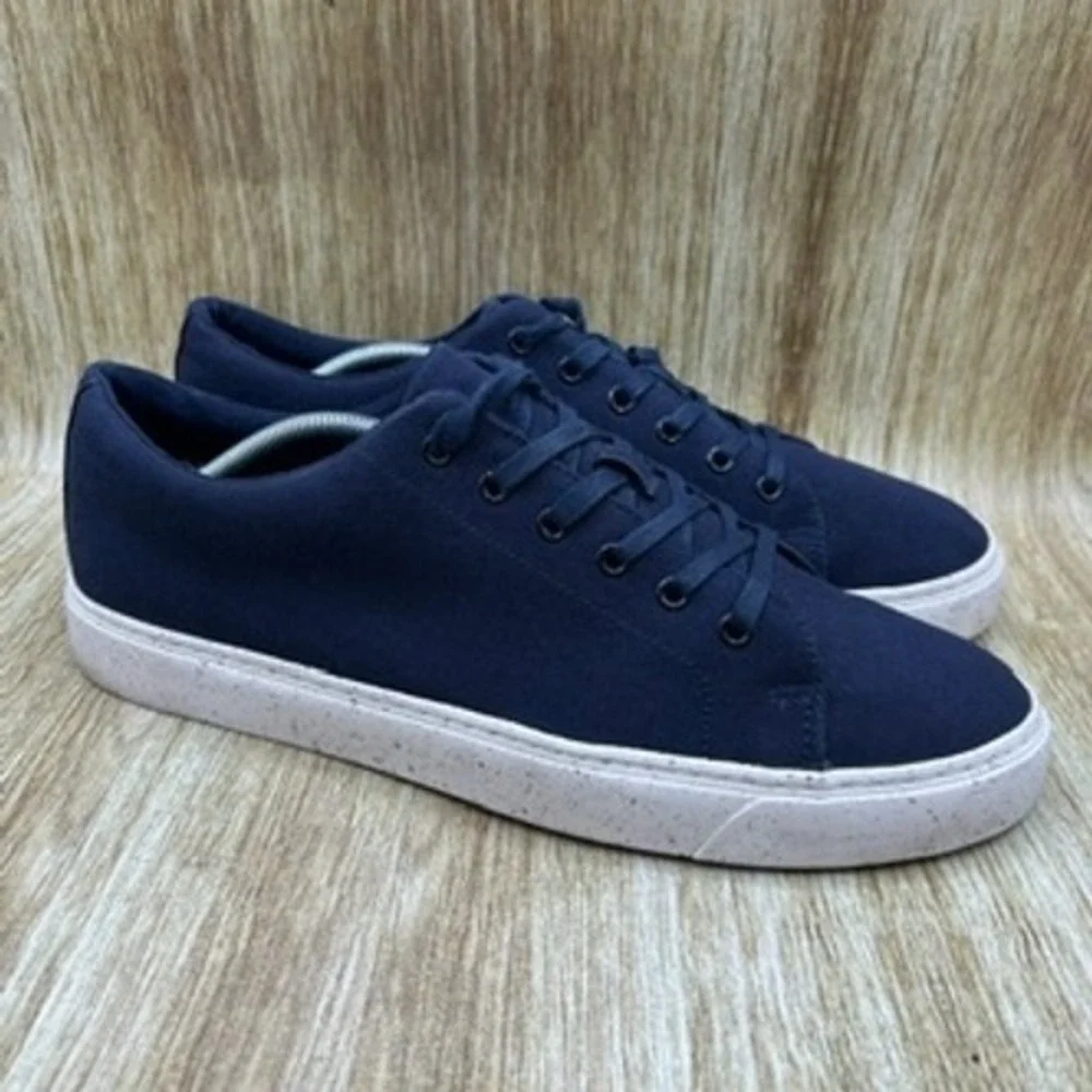 J. Crew Canvas Sneakers Men's Size 12 Navy Blue Canvas Lace Up Sneakers Shoes - Picture 1 of 10